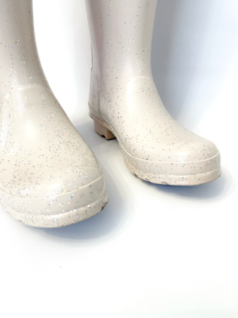 Hunter Cream Original Glitter Rubber Rain Shoes with Embossed Logo - Picture 7 of 11
